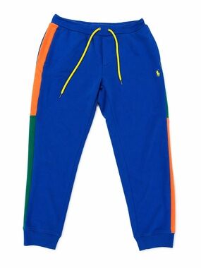 Polo Ralph Lauren Royal Blue Colorblock Joggers with Yellow Drawcords